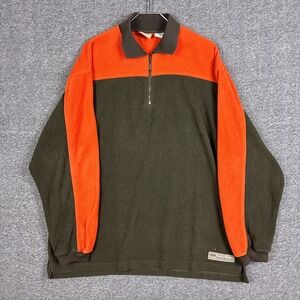 Vintage No Fear Sweater Mens XL Brown Orange 1/4 Zip Pullover Fleece Skate Y2K